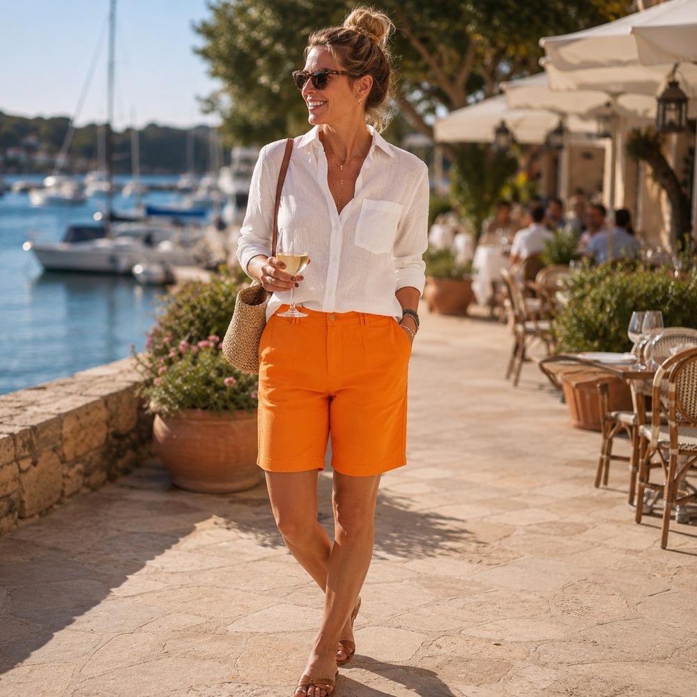 Counterparts‎ Orange Bermuda Shorts Womens Size 14 Flat Front Casual Chino